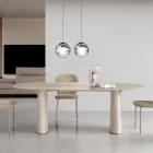 Table fixe pour dix personnes avec plateau en verre et piètement en MDF - Venia Viadurini
