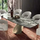 Table Rectangulaire Fixe en Acier et Céramique Made in Italy - Pantalon Viadurini