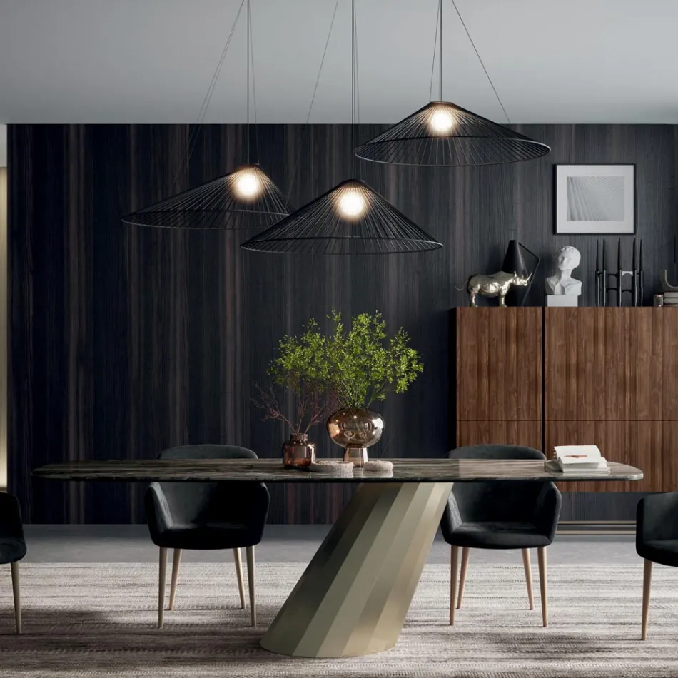 Table Rectangulaire Fixe en Acier et Céramique Made in Italy - Pantalon Viadurini