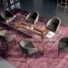 Table Rectangulaire Fixe en Verre Extra-clair et Frêne Fabriquée en Italie - Nord Viadurini