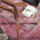 Table Rectangulaire Fixe en Verre Extra-clair et Frêne Fabriquée en Italie - Nord Viadurini