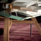 Table Rectangulaire Fixe en Verre Extra-clair et Frêne Fabriquée en Italie - Nord Viadurini