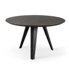 Table Ronde Fixe avec Plateau en Placage de Chêne et Base en Métal - Cyclamen Viadurini