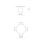 Table ronde fixe pour quatre personnes avec piètement en MDF et plateau en verre opaque - Lumen Viadurini