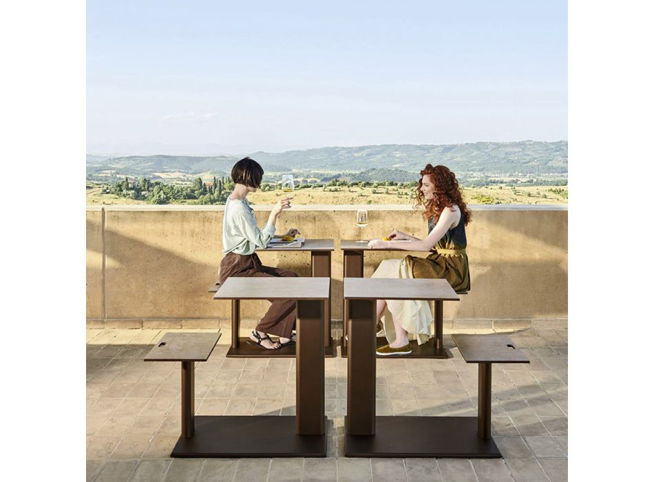 Table de jardin avec assise en aluminium Made in Italy - Plinto by Varaschin Viadurini