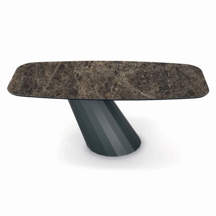 Table et base en céramique finition graphite fabriquées en Italie - Pantalon Viadurini