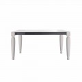 Table design 6 places en céramique et pieds en bois blanc - Claudiano