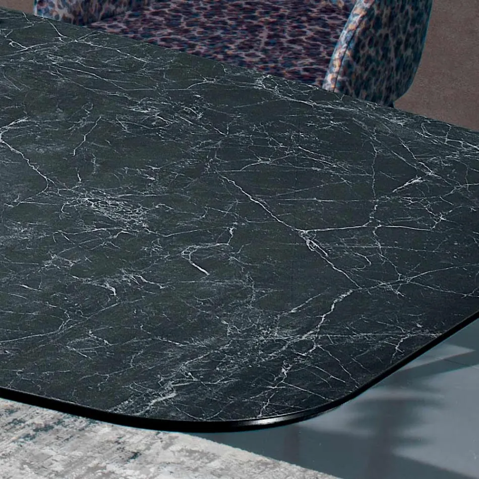 Table en céramique noire grecque polie fabriquée en Italie - Grotta Viadurini