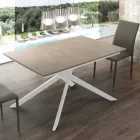 Table en bois Lecce extensible jusqu'à 190 cm avec base croisée Viadurini