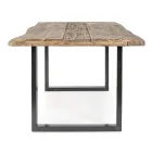 Table en bois d'acacia avec insert recyclé et acier Homemotion - Zalma Viadurini