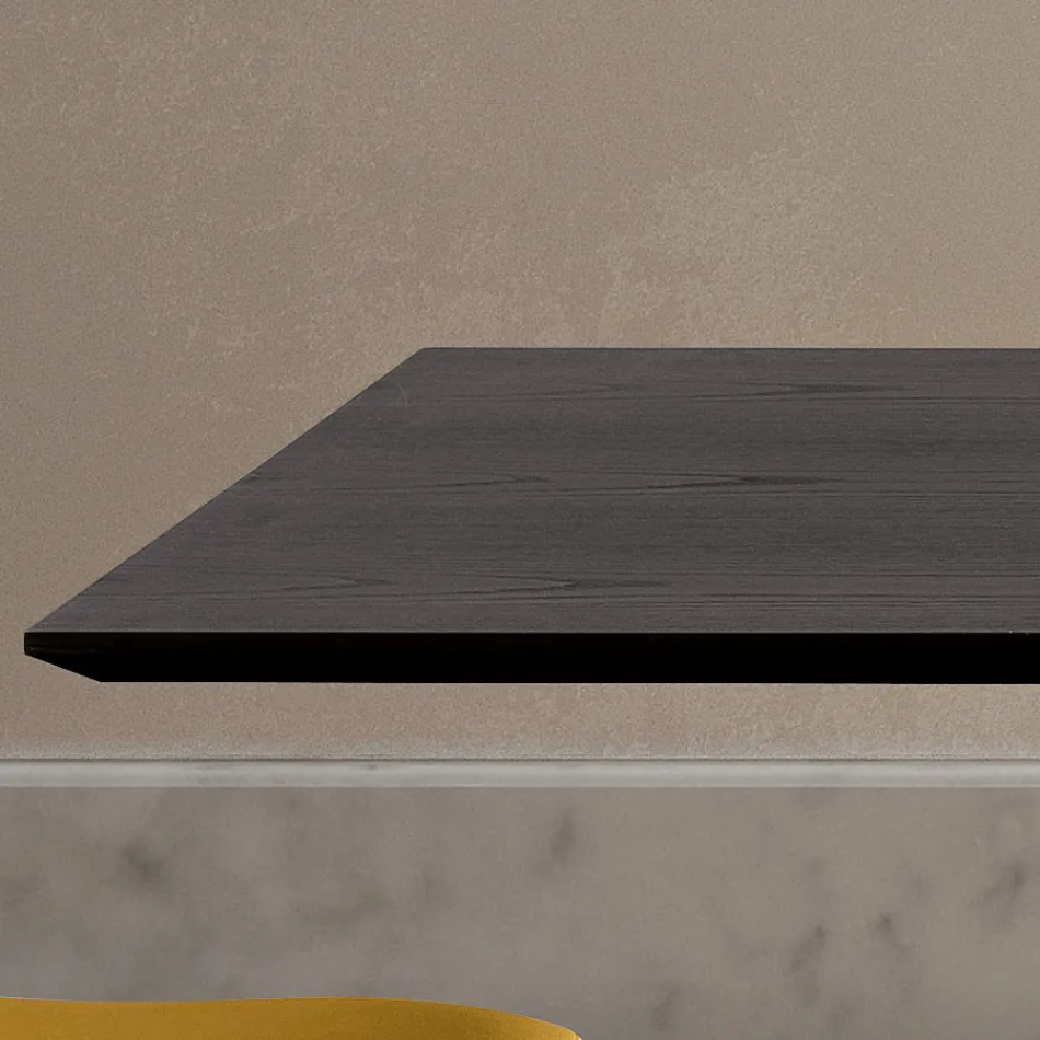Table en placage de frêne anthracite et métal Made in Italy - Meluso Viadurini