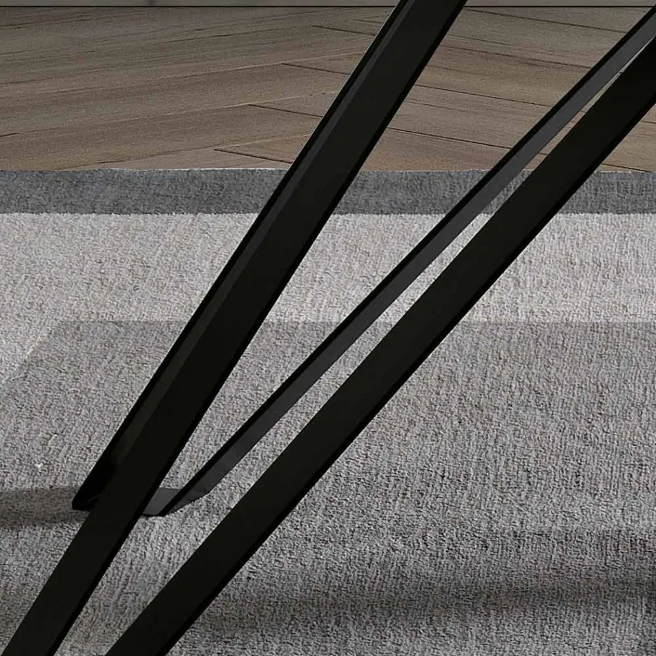 Table en placage de frêne anthracite et métal Made in Italy - Meluso Viadurini