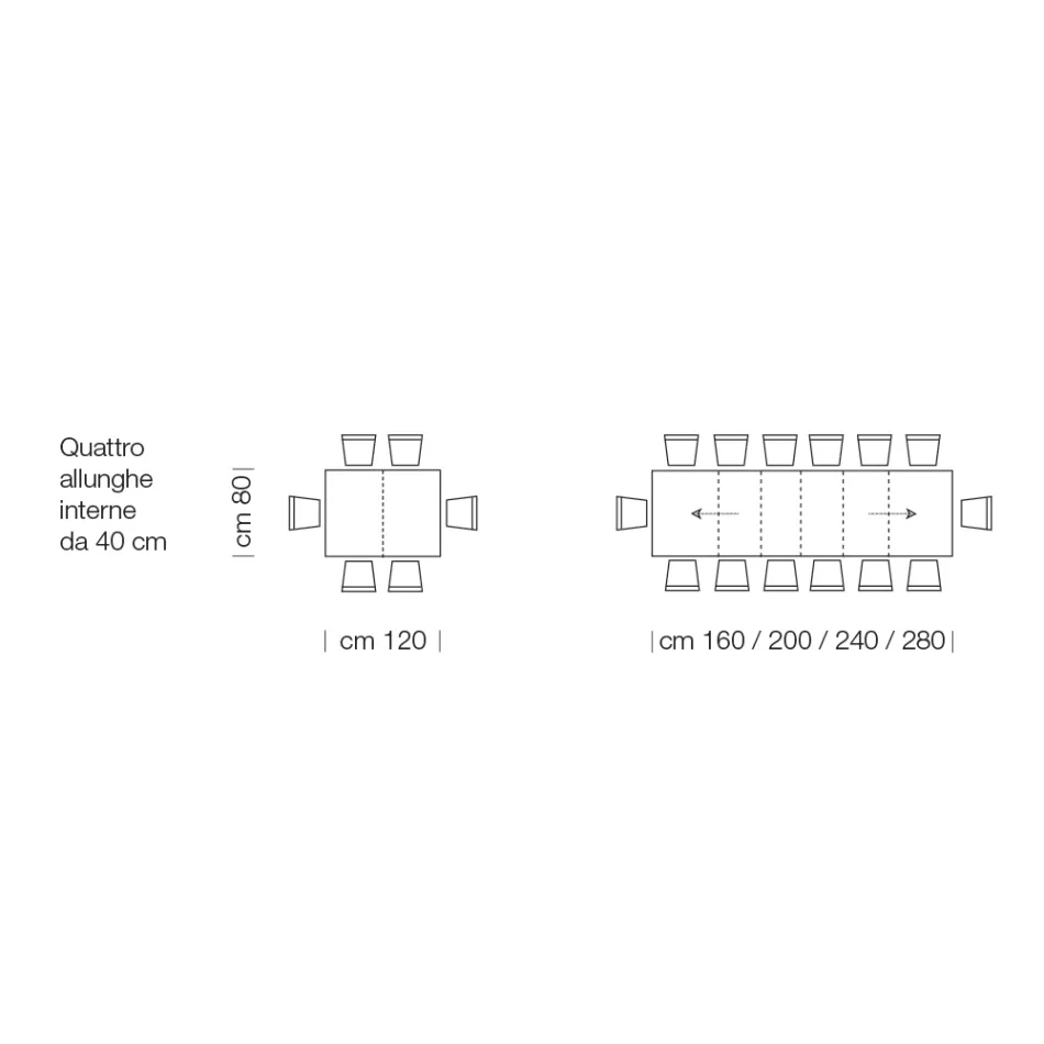 Table extensible en bois stratifié jusqu'à 470 cm Made in Italy – Gordito Viadurini