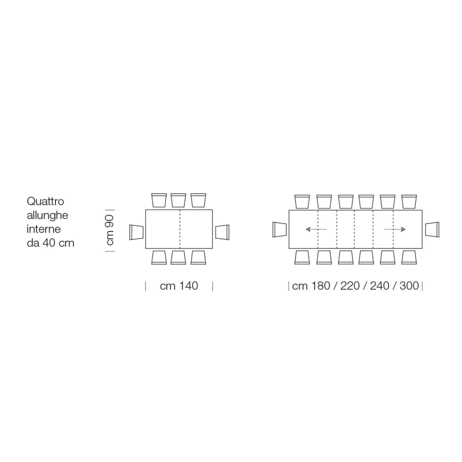 Table extensible en bois stratifié jusqu'à 470 cm Made in Italy – Gordito Viadurini