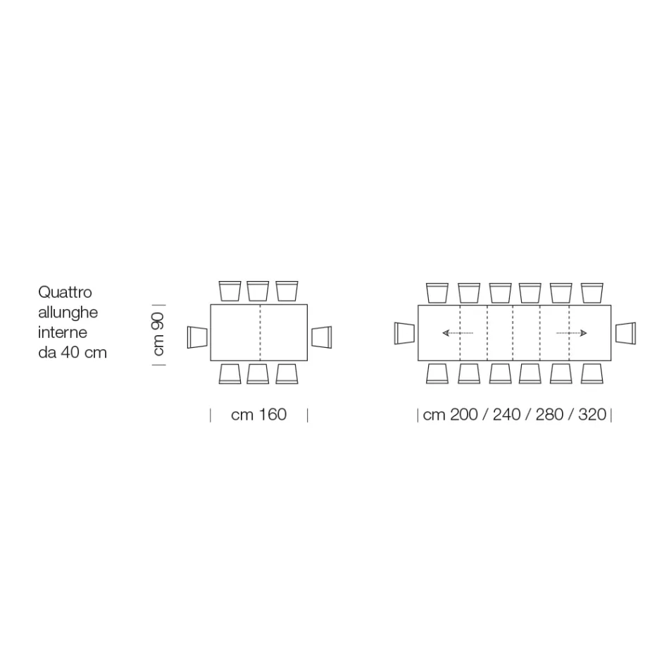 Table extensible en bois stratifié jusqu'à 470 cm Made in Italy – Gordito Viadurini