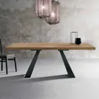 Table moderne en bois de chêne noué fabriqué en Italie, Zerba Viadurini
