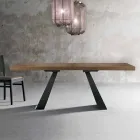 Table moderne en bois de chêne noué fabriqué en Italie, Zerba Viadurini