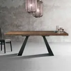 Table moderne en bois de chêne noué fabriqué en Italie, Zerba Viadurini
