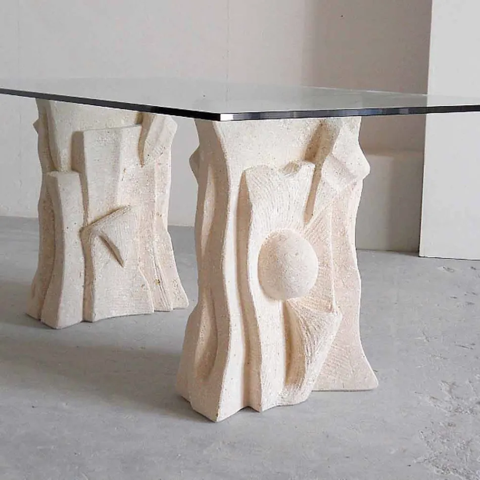 table en pierre avec cristal design moderne Priam Viadurini