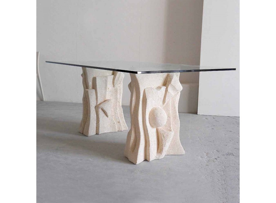 table en pierre avec cristal design moderne Priam Viadurini