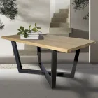 Table en chêne noué avec base en métal gris fer Made in Italy - Gonna Viadurini