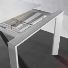 Table extensible en verre trempé avec une seule extension de livre Phoenix Viadurini
