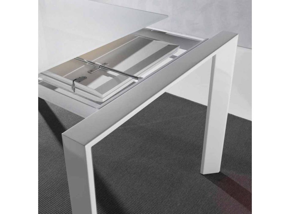 Table extensible en verre trempé avec une seule extension de livre Phoenix Viadurini