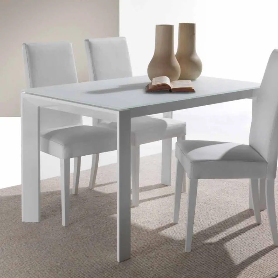 Table extensible en verre trempé avec une seule extension de livre Phoenix Viadurini