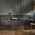 Table en verre trempé de design moderne fait en Italie, Mitia Viadurini