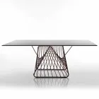 Table en verre trempé de conception moderne fabriquée en Italie, Mitia Viadurini