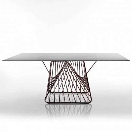 Table en verre trempé de conception moderne fabriquée en Italie, Mitia Viadurini