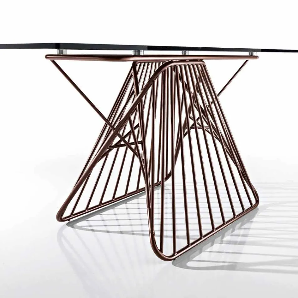 Table en verre trempé de conception moderne fabriquée en Italie, Mitia Viadurini