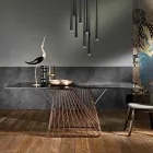 Table en verre trempé de conception moderne fabriquée en Italie, Mitia Viadurini