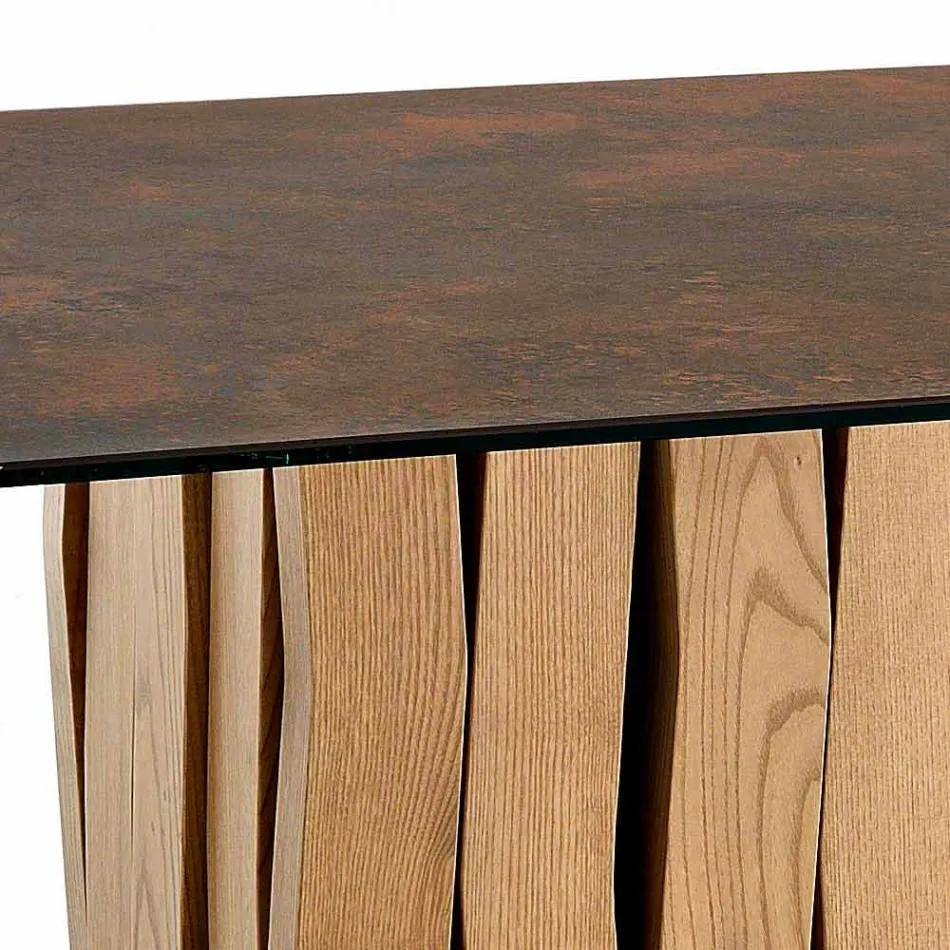 Table en verre et céramique design moderne fabriquée en Italie, Egisto Viadurini