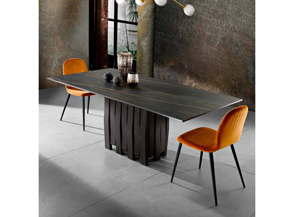 Table en verre et céramique design moderne fabriquée en Italie, Egisto Viadurini