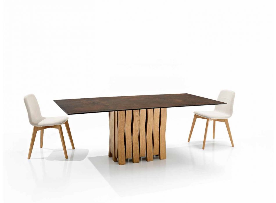 Table en verre et céramique design moderne fabriquée en Italie, Egisto Viadurini