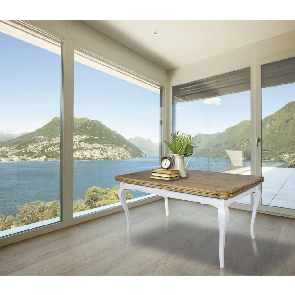 Table d'intérieur extensible en sapin avec coins façonnés Made in Italy - Faramir Viadurini