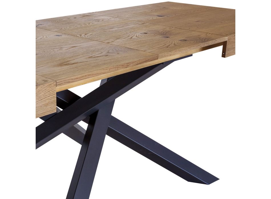 Table d'intérieur extensible en bois massif et métal Made in Italy - Khal Viadurini