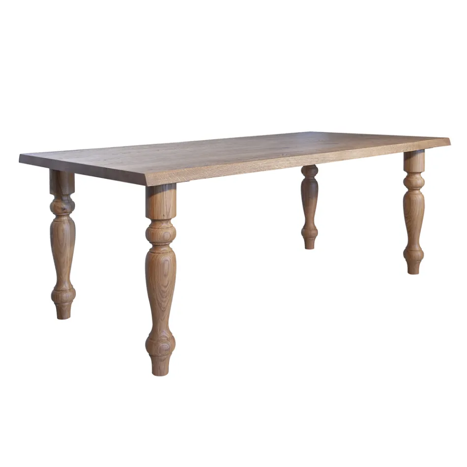 Table d'intérieur avec plateau et pieds en chêne Made in Italy - Geolier Viadurini