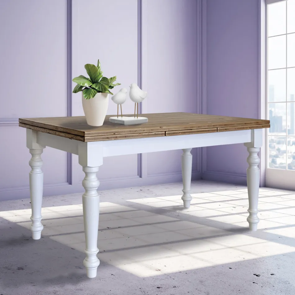 Table de séjour extensible en sapin nordique Made in Italy - Benidorm Viadurini