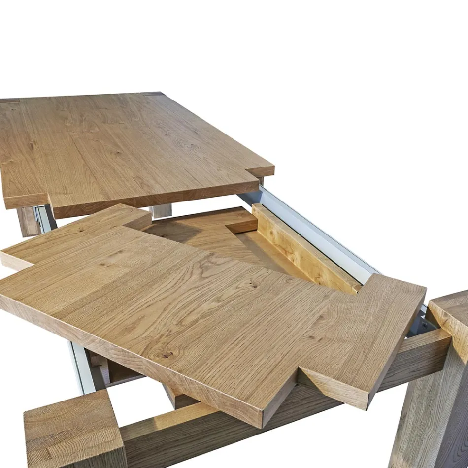 Table de séjour extensible en plaqué chêne noué Made in Italy - Durin Viadurini