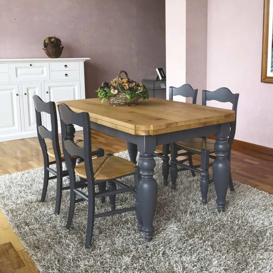 Table de salon extensible en chêne avec coins façonnés Made in Italy - Rafael Viadurini