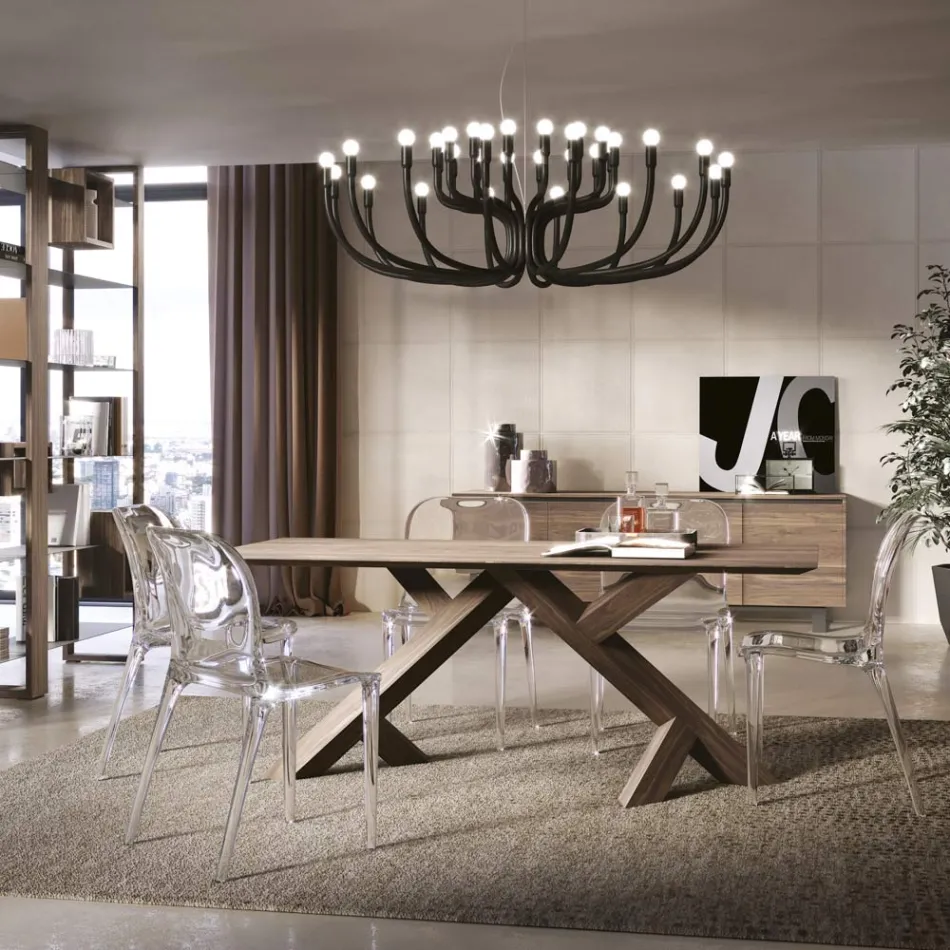 Table de salon en véritable noyer massif noué Made in Italy - Boromir Viadurini