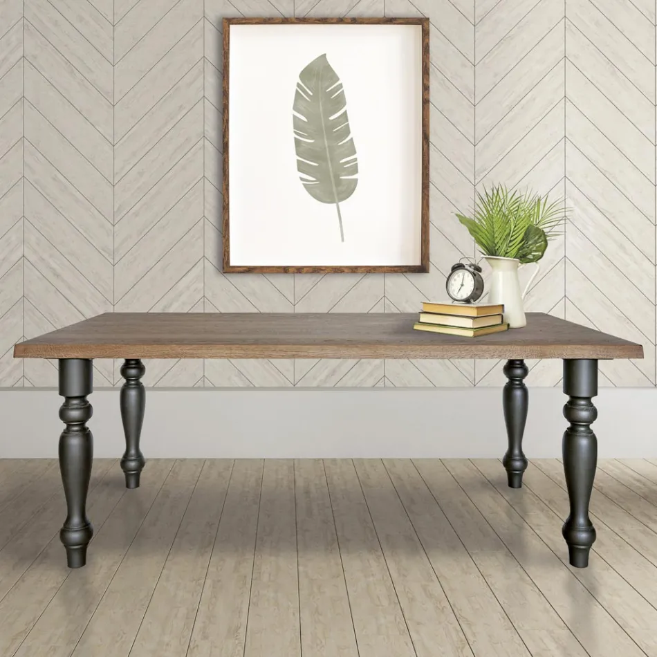 Table de séjour plaquée en chêne massif Made in Italy - Geolier Viadurini