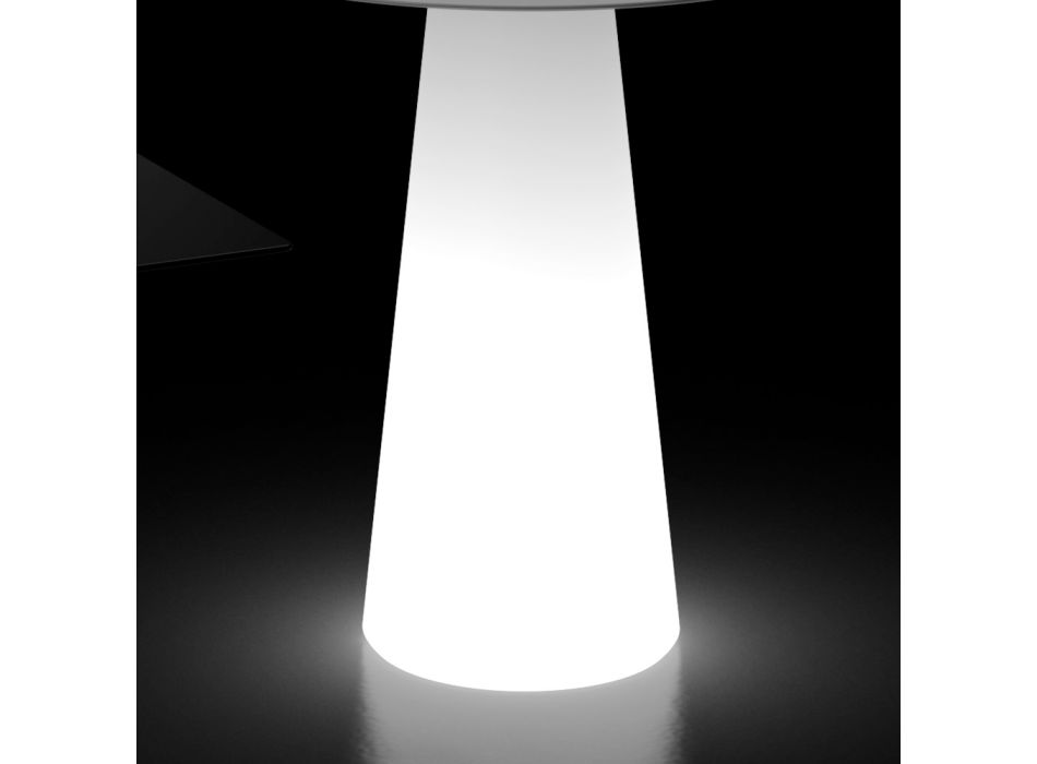 Table lumineuse d'extérieur avec base lumineuse LED et plateau rond fabriquée en Italie - Forlina Viadurini