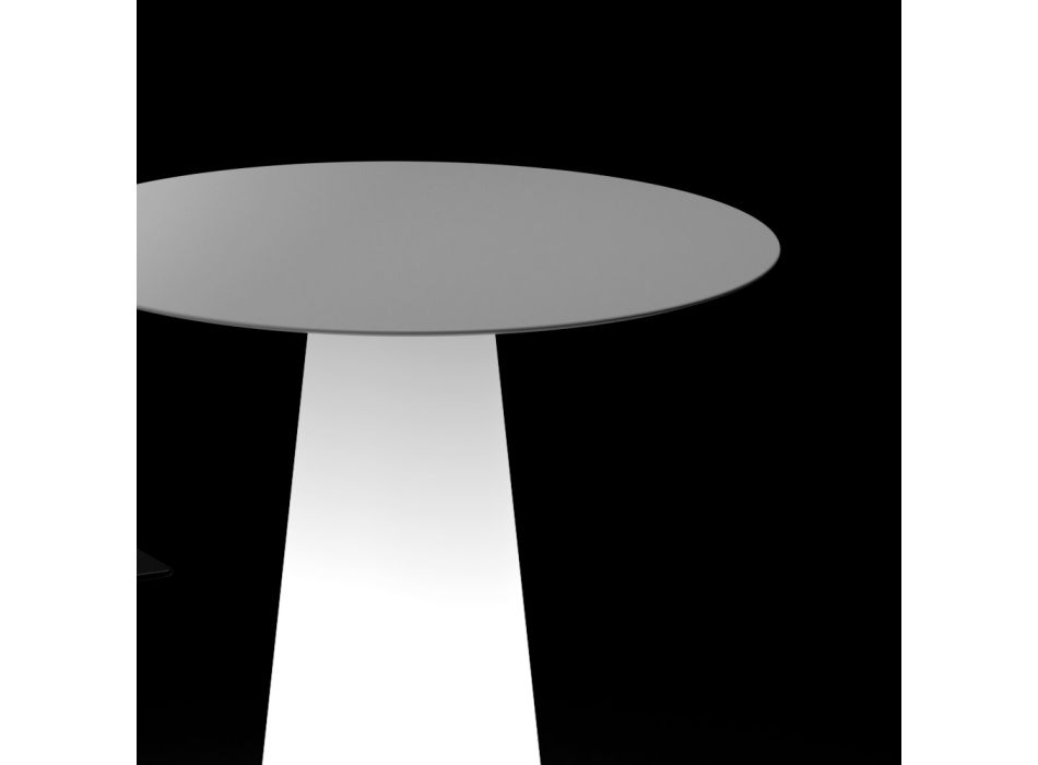 Table lumineuse d'extérieur avec base lumineuse LED et plateau rond fabriquée en Italie - Forlina Viadurini