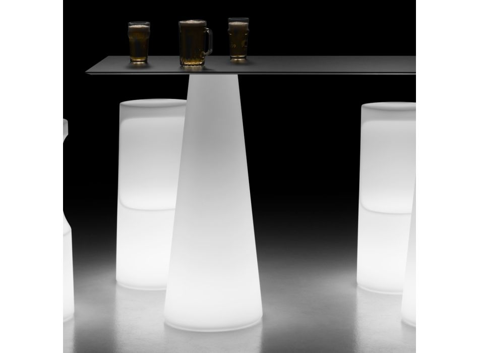 Table lumineuse d'extérieur moderne avec base lumineuse LED fabriquée en Italie - Forlina Viadurini