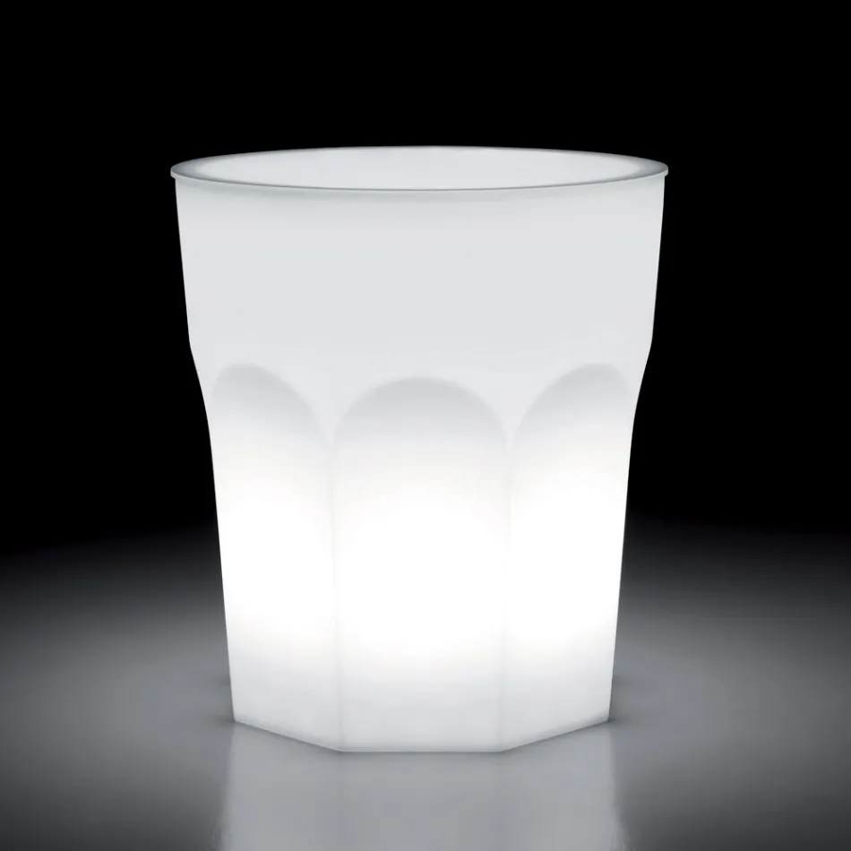 Table lumineuse design d'extérieur en polyéthylène et HPL fabriquée en Italie - Pucca Viadurini