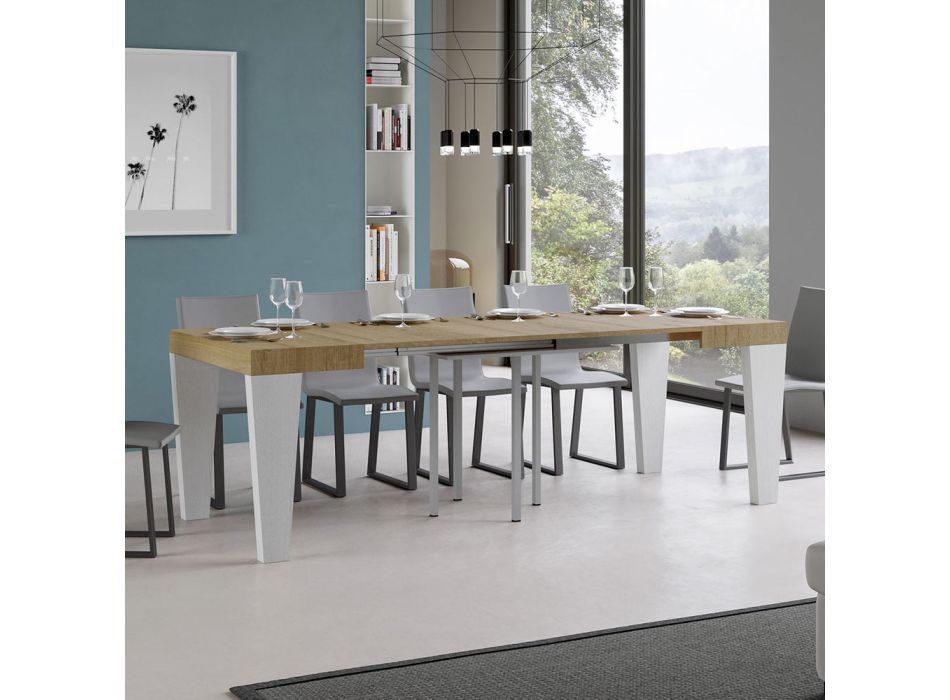 Table Extensible Moderne jusqu'à 246 cm en Bois Made in Italy - Montagne Viadurini