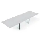 Table moderne extensible jusqu'à 300 cm en stratifié et verre fabriquée en Italie - Tear Viadurini